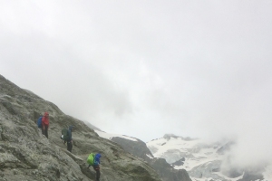 Bei Regen im steilen Gelände